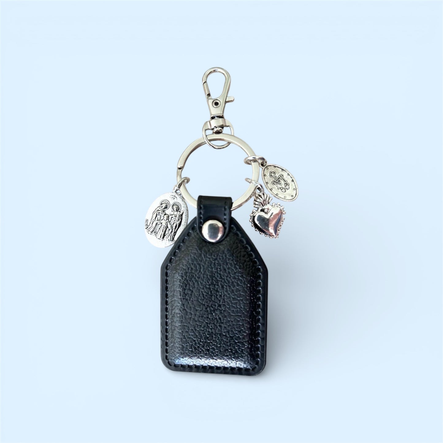 Handmade Jesus Crucifix PU Leather Keychain - Religious Car Mirror Charm & Bag Accessory - Christian Medallion Gift