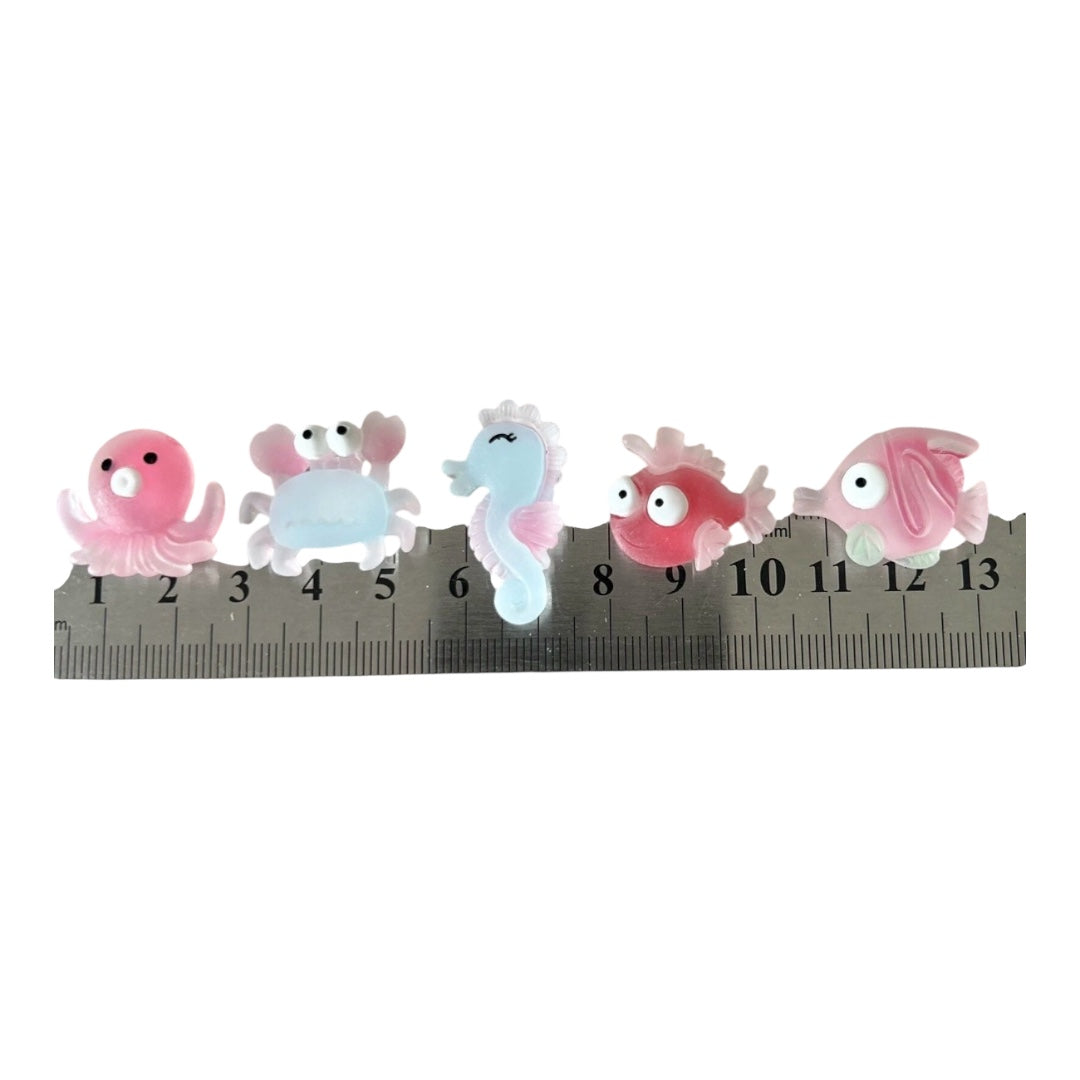 Sea Creature Magnets - 10 Tropical Cute 3D Resin Fish, Crab & Seahorse Fridge Decor