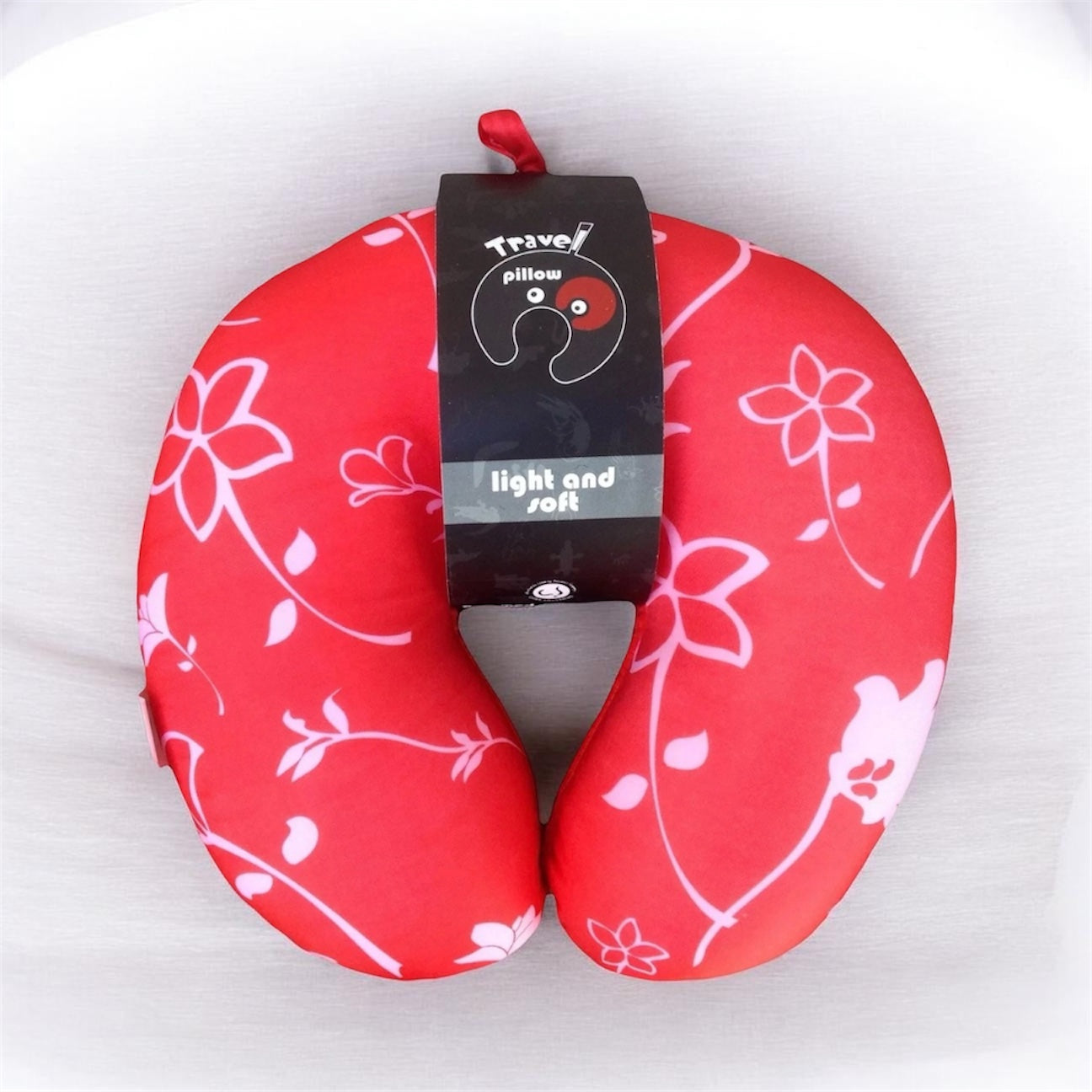 Travel Neck Pillow – Red Floral Lightweight U-Shaped Neck Support Cushion