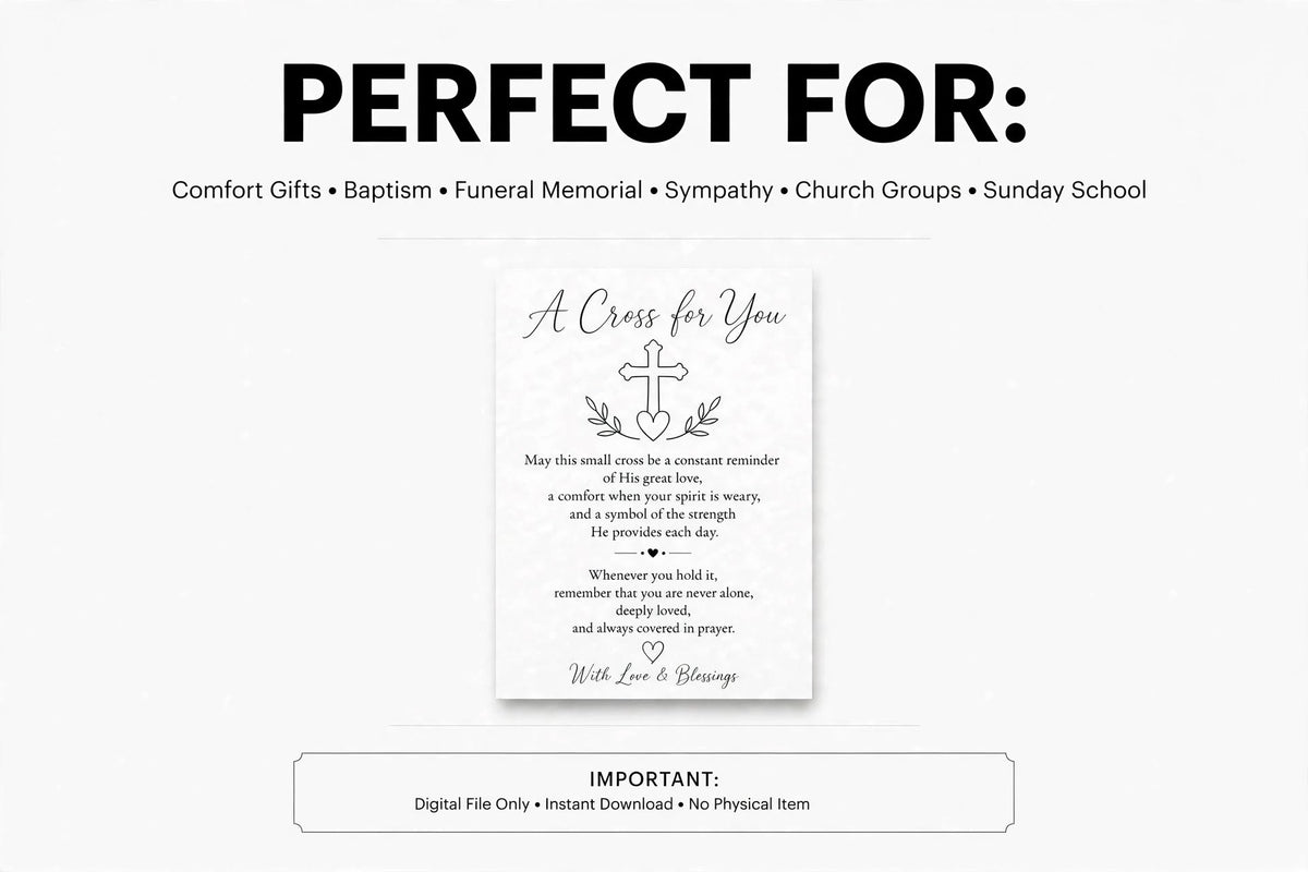Carry A Cross in My Pocket Prayer Card Printable | Minimalist Black & White Pocket Cross | Instant Download