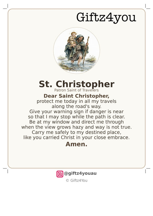 FREE Printable | 
St Christopher Prayer Card -Patron Saint of Travelers Prayer for Safe Travels