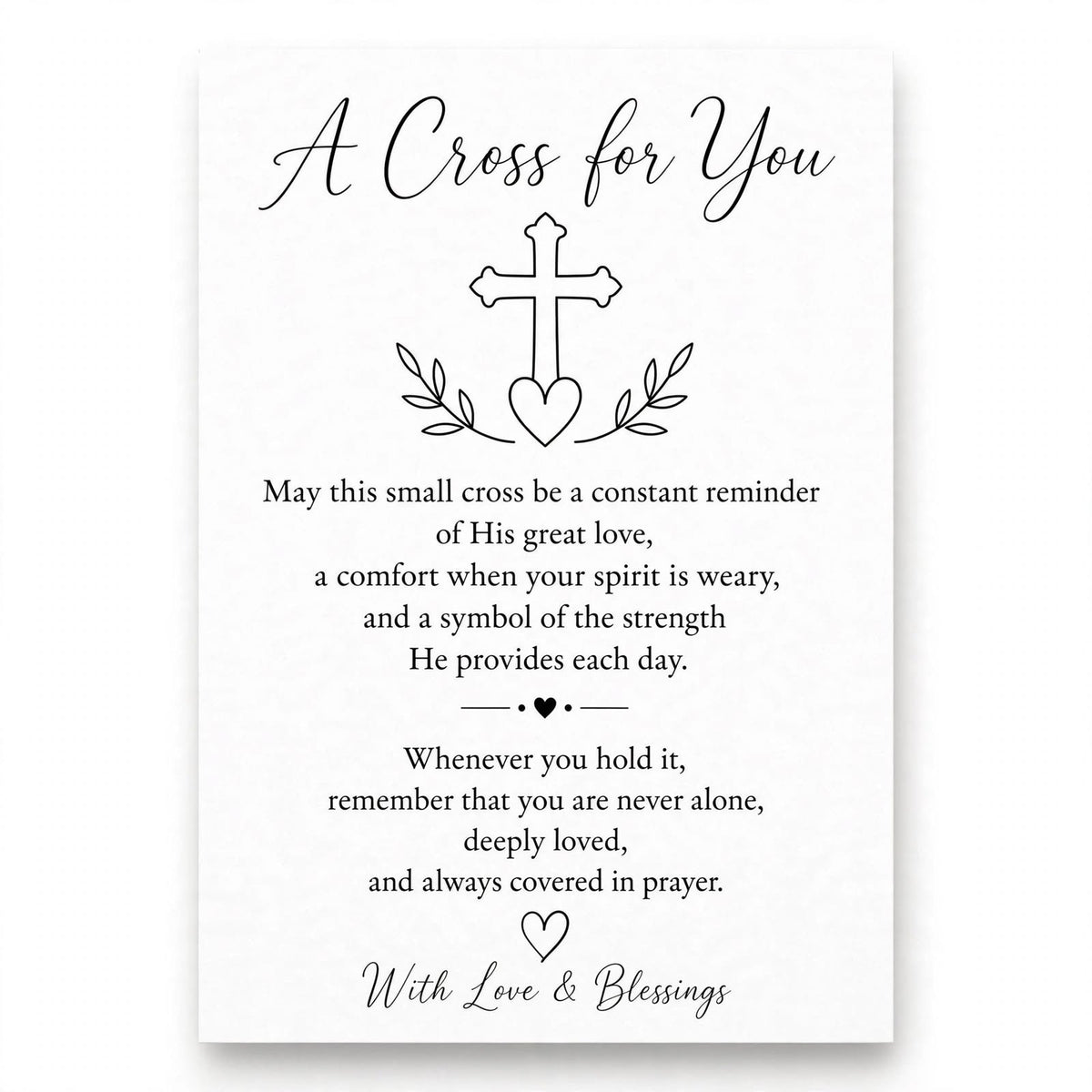 Carry A Cross in My Pocket Prayer Card Printable | Minimalist Black & White Pocket Cross | Instant Download