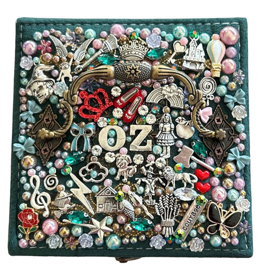 Wizard of Oz Handmade Jewelry Box - Emerald City Assemblage Art Keepsake - Whimsical Dorothy & Friends Trinket Box - Unique Fairytale Gift
