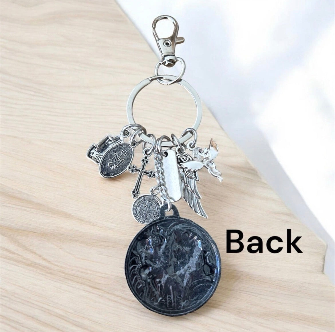 St Christopher Keychain Bag Charm – Catholic Patron Saint Travel Protection Keyring, Guardian Angel Charm, Religious Gift for Him Her, Christian Car Accessories