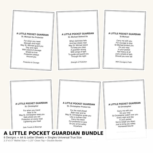 St. Michael & St. Christopher Pocket Guardian Cards Bundle - 6 Printable Wallet Size Protection Cards (2.5" x 3.5")