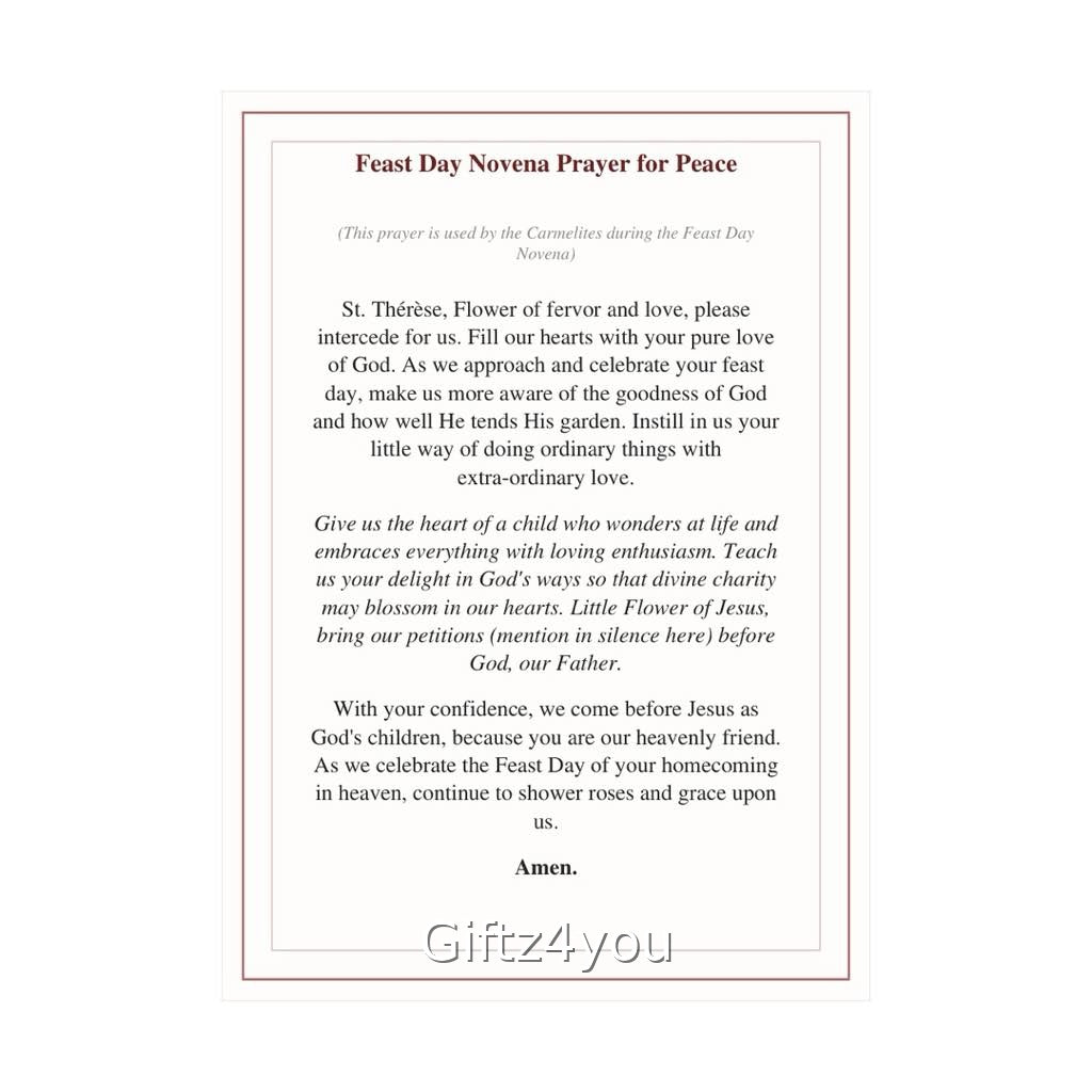 St Therese Prayer Cards Set of 3 | Novena Rose Prayer | Miraculous Invocation | Feast Day Novena | Little Flower Printable | Catholic Gift