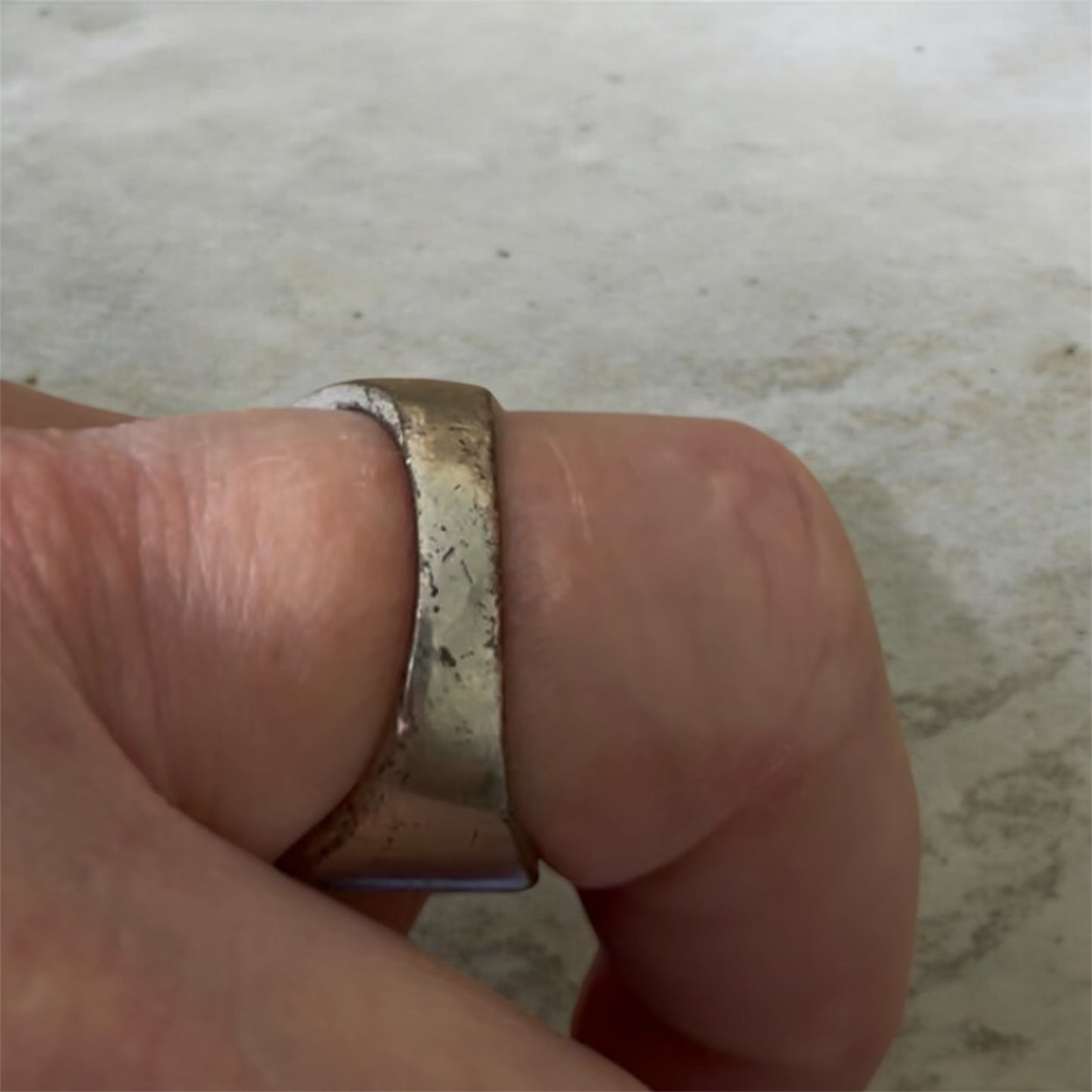 Art Deco Gunmetal Rhinestone Ring - Vintage Style Rustic Wide Band Ring- Unpolished