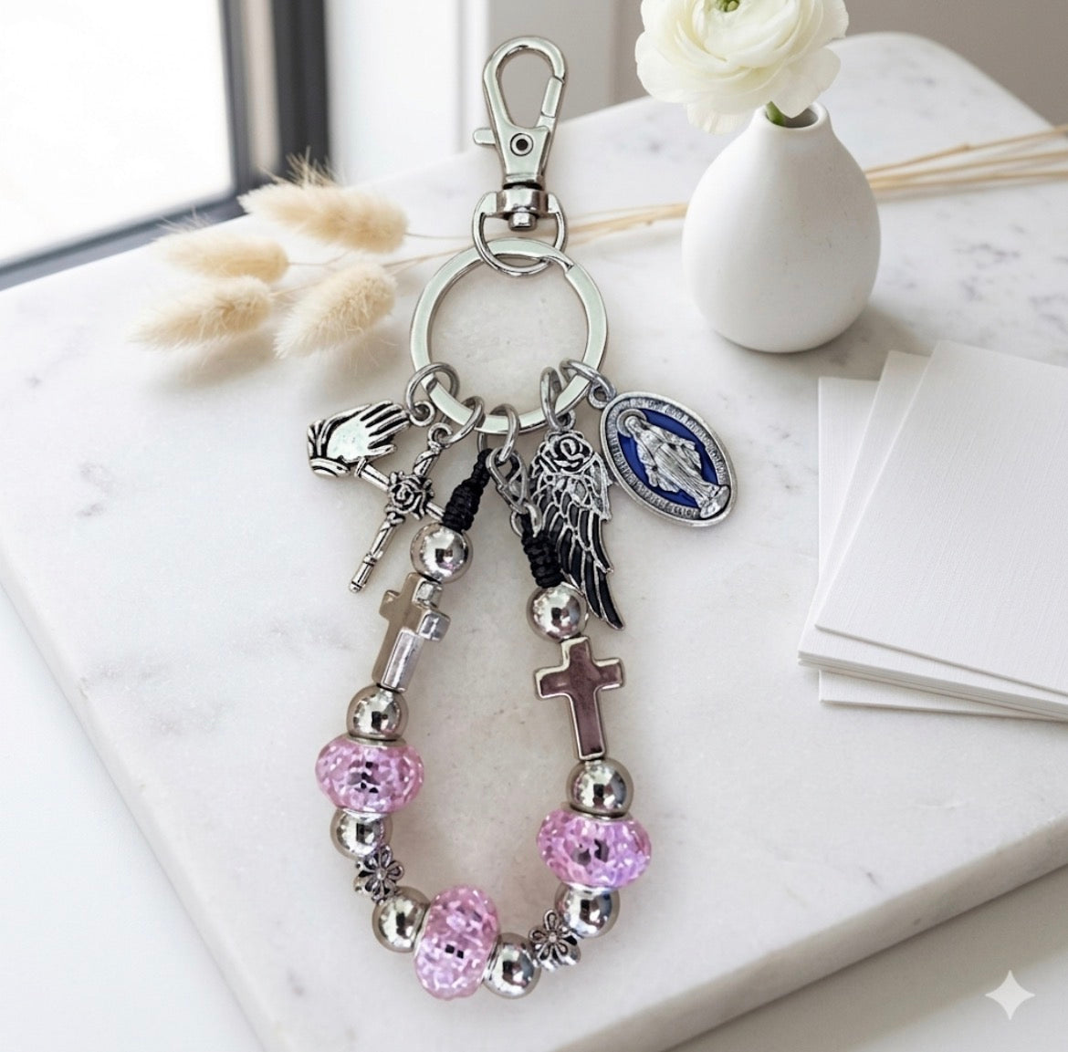 3 Hail Mary Rosary Keychain – Pocket Protection & Devotion
