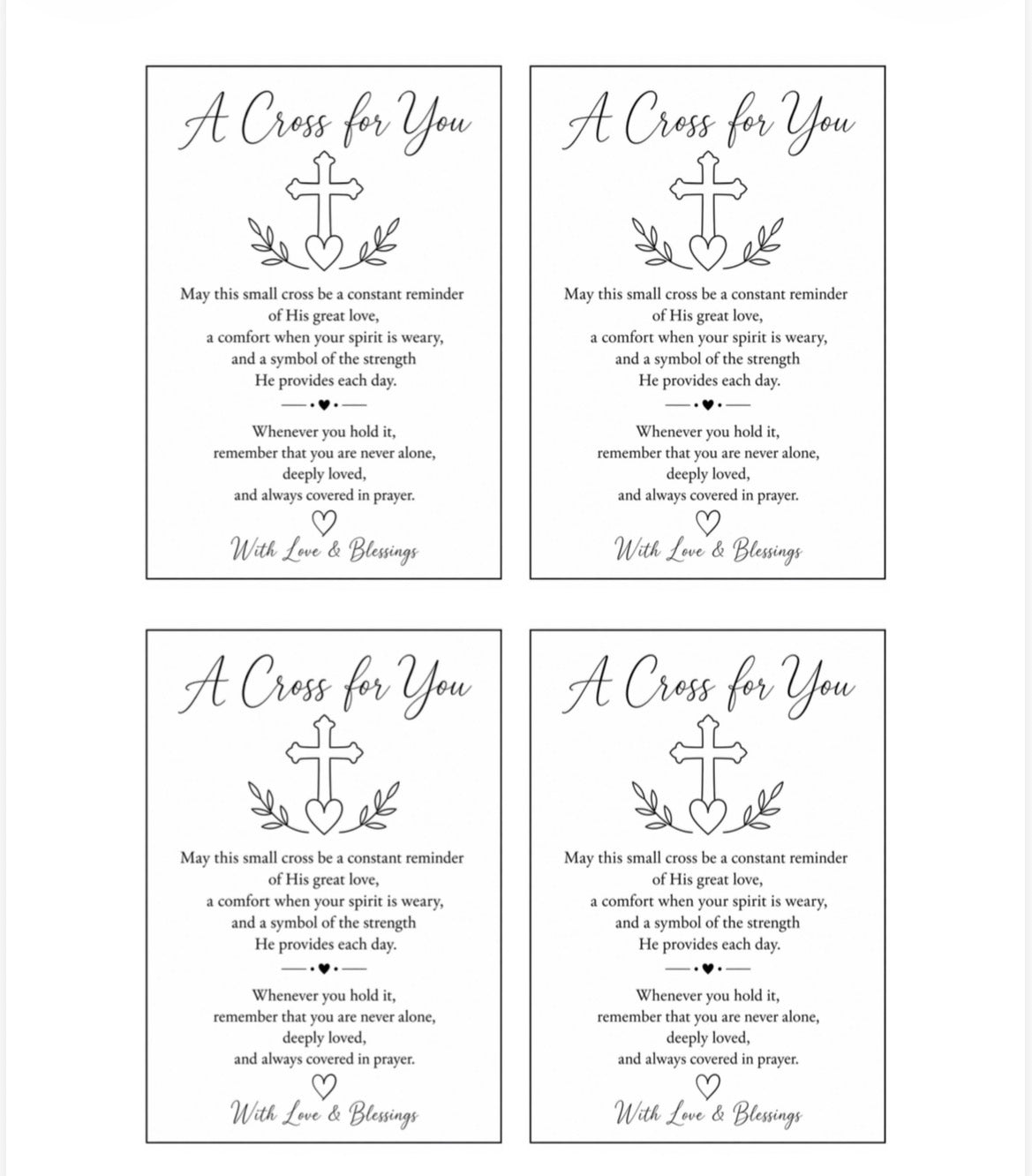 Carry A Cross in My Pocket Prayer Card Printable | Minimalist Black & White Pocket Cross | Instant Download