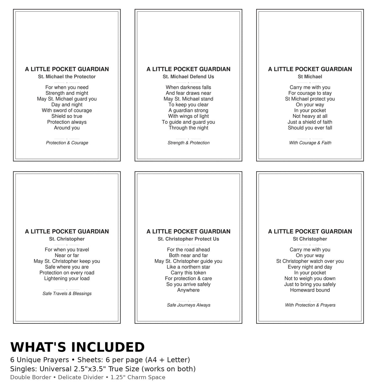 St. Michael & St. Christopher Pocket Guardian Cards Bundle - 6 Printable Wallet Size Protection Cards (2.5" x 3.5")