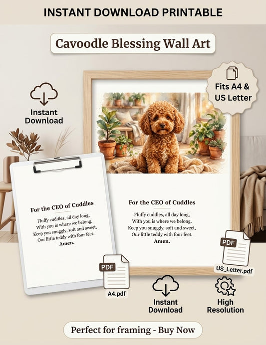 Cavoodle Blessing Printable - For the CEO of Cuddles - Apricot Cavoodle Wall Art - Instant Download