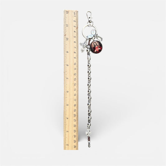 Sacred Heart of Jesus One Decade Rosary Keychain – Pocket Prayer Beads with Miraculous Medal & Catholic Charms