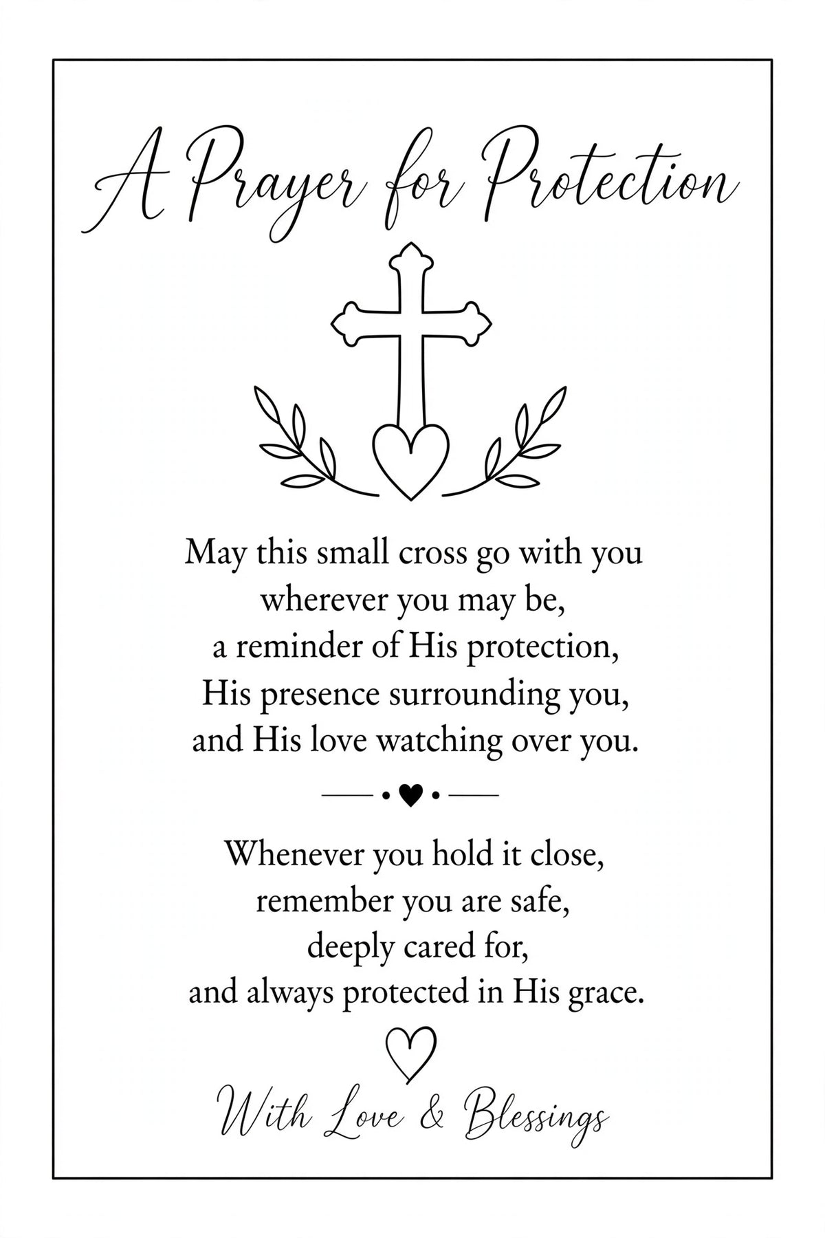 Carry A Cross in My Pocket Prayer Card Printable | Minimalist Black & White Pocket Cross | Instant Download