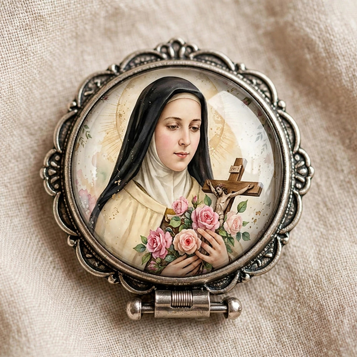 St Therese 25mm Cabochon Images - 4 Designs - 15 Circles Per Sheet - 600 DPI - Bottle Cap, Rosary, Jewelry, Glass Dome