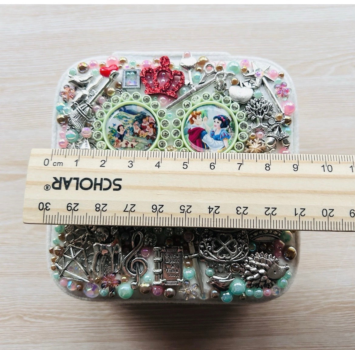 Snow White Inspired Decoden Jewelry Box - Handmade Fairytale Trinket Box with Charms, Princess Keepsake Gift & Vanity Decor