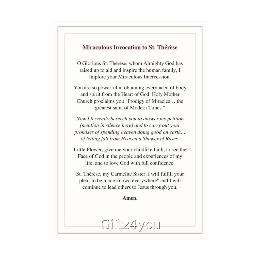 St Therese Prayer Cards Set of 3 | Novena Rose Prayer | Miraculous Invocation | Feast Day Novena | Little Flower Printable | Catholic Gift
