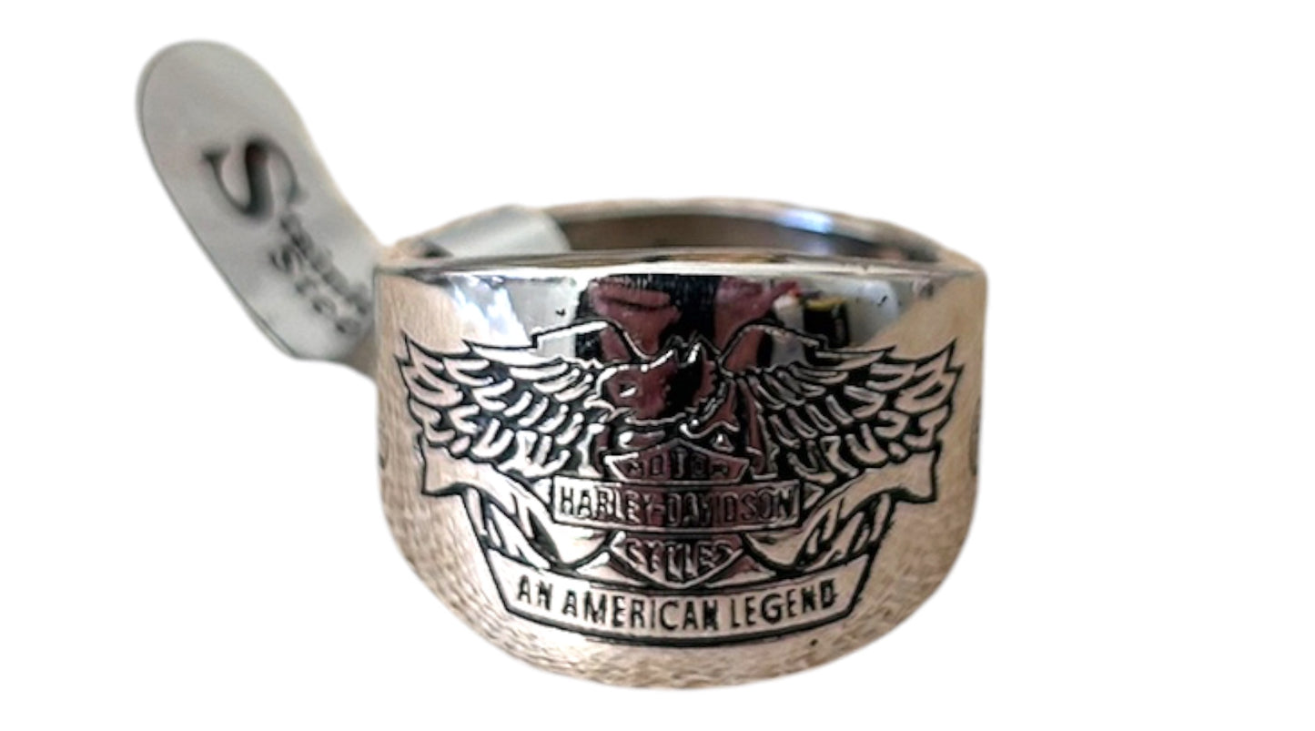 Men's Stainless Steel Biker Eagle Ring - Size US 10 / 20mm - Motorcycle Eagle Shield Band