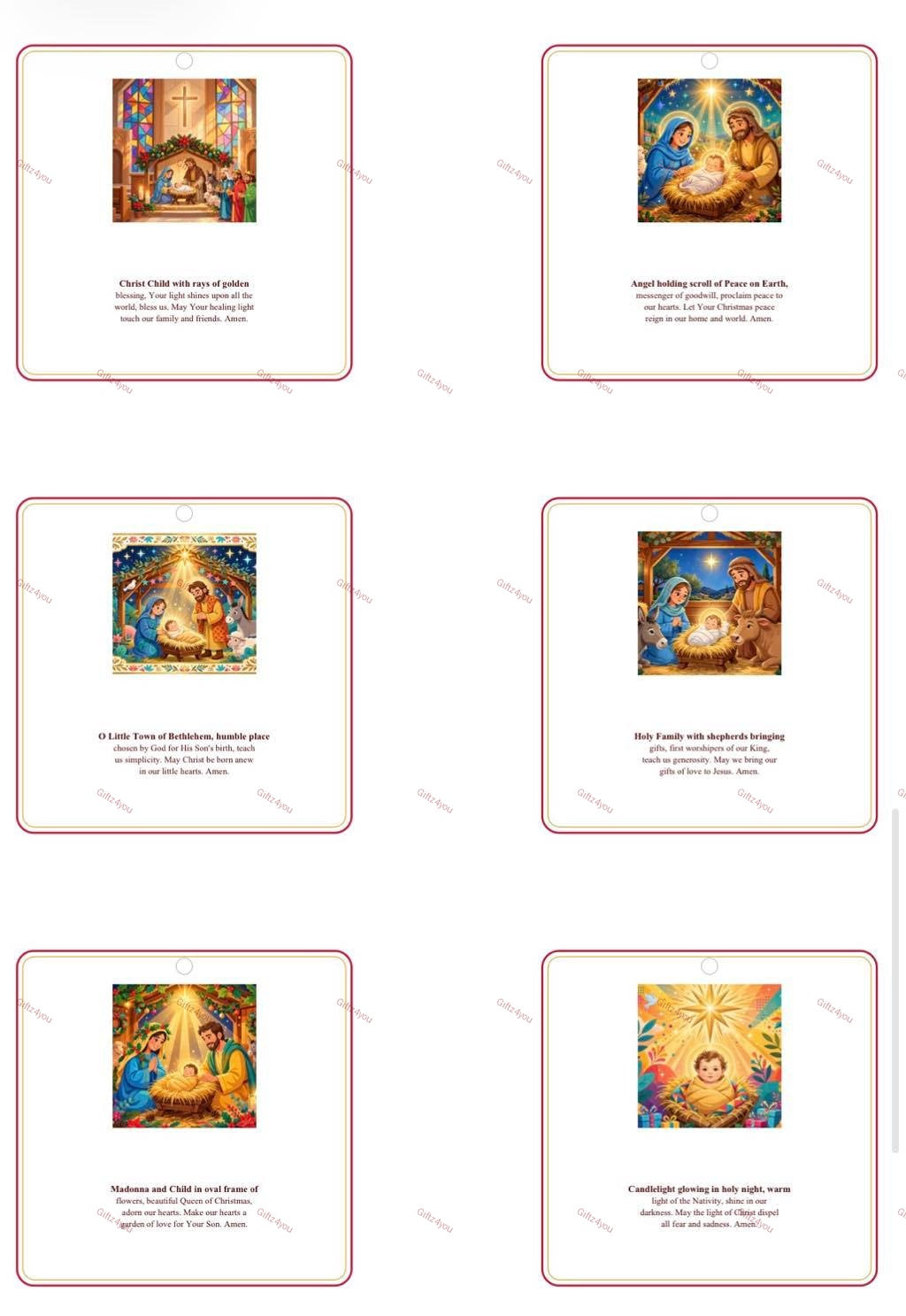 Bright & Colorful Christmas Religious Gift Tags - 42 Printable Christian Tags with Full Prayers - Nativity, Mary & Child, Angels | 300 DPI | A4 + US Letter