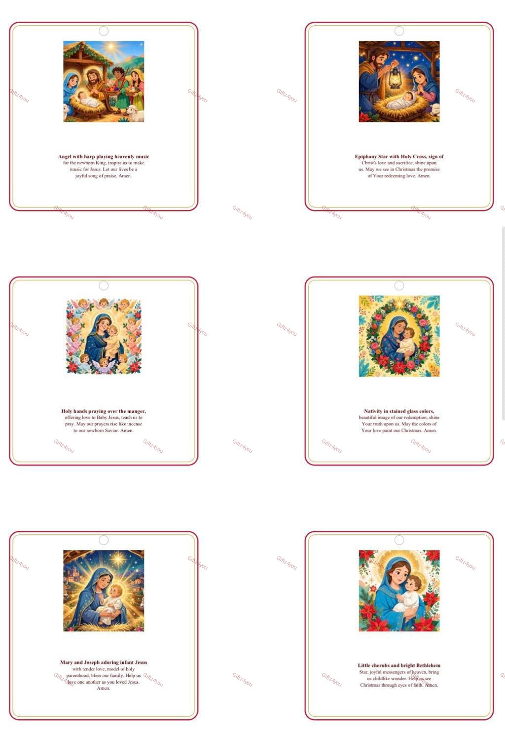 Bright & Colorful Christmas Religious Gift Tags - 42 Printable Christian Tags with Full Prayers - Nativity, Mary & Child, Angels | 300 DPI | A4 + US Letter