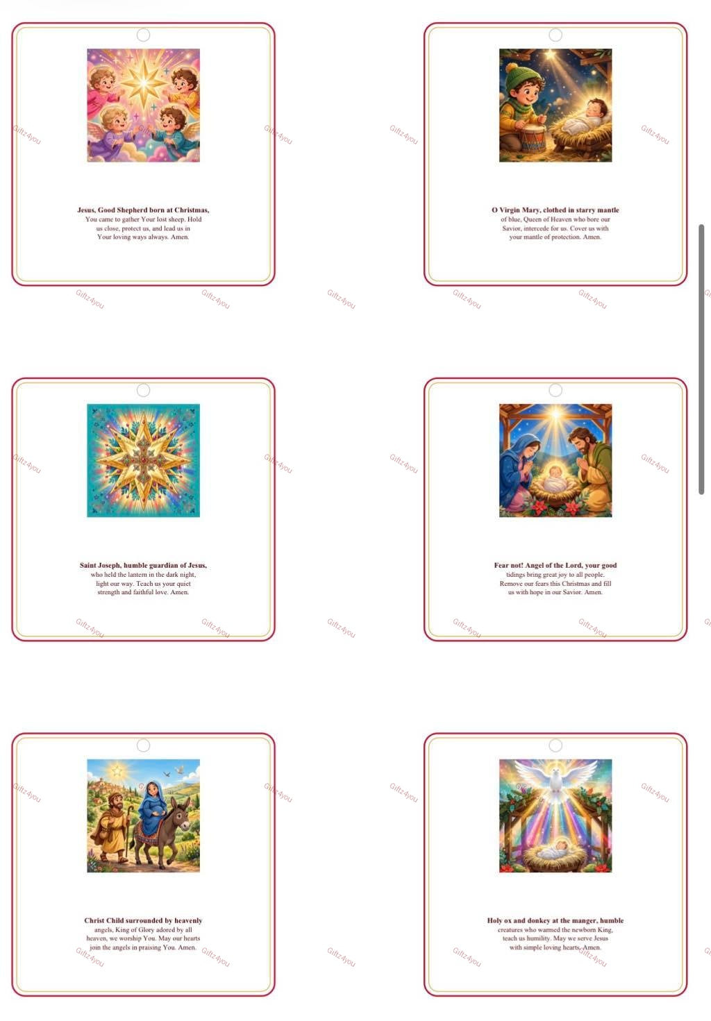 Bright & Colorful Christmas Religious Gift Tags - 42 Printable Christian Tags with Full Prayers - Nativity, Mary & Child, Angels | 300 DPI | A4 + US Letter