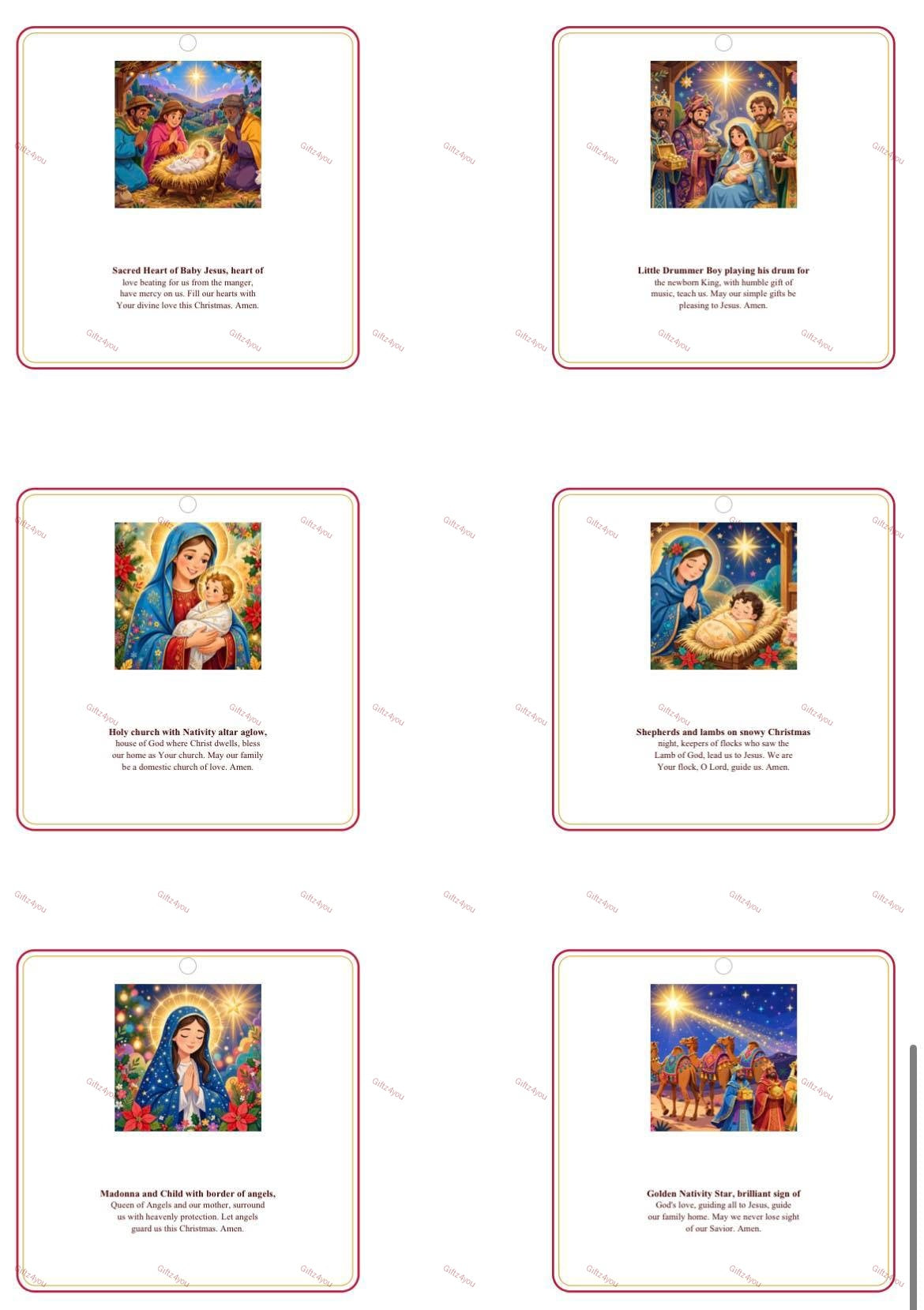 Bright & Colorful Christmas Religious Gift Tags - 42 Printable Christian Tags with Full Prayers - Nativity, Mary & Child, Angels | 300 DPI | A4 + US Letter