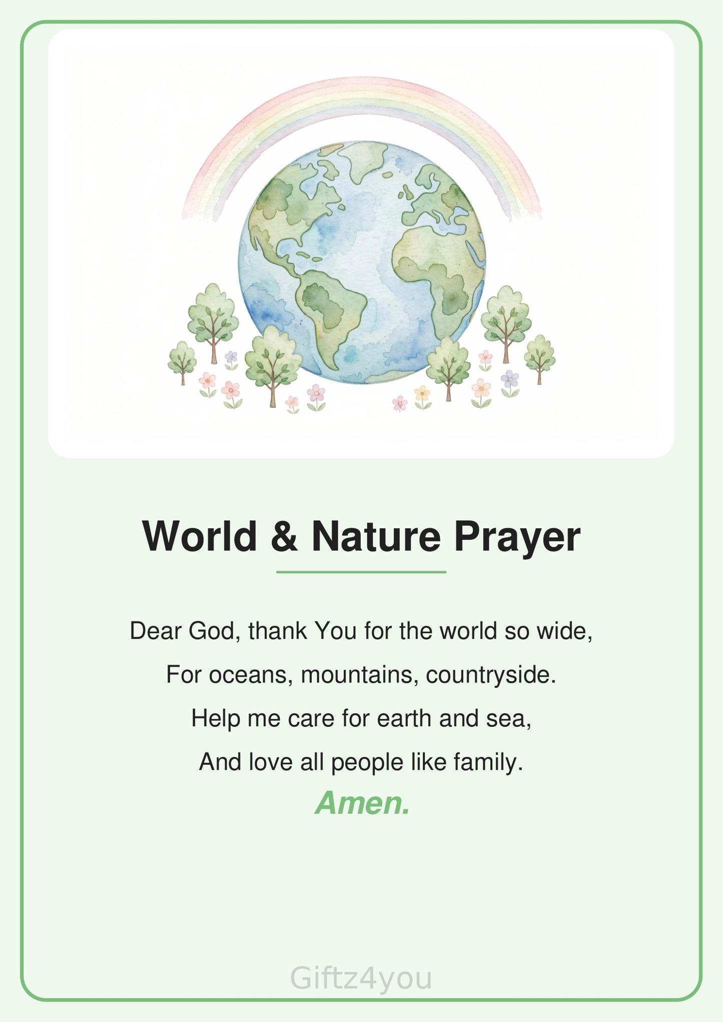 12 Themed Children's Prayers Printable | A4 + US Letter | 300DPI Watercolor | Instant Download