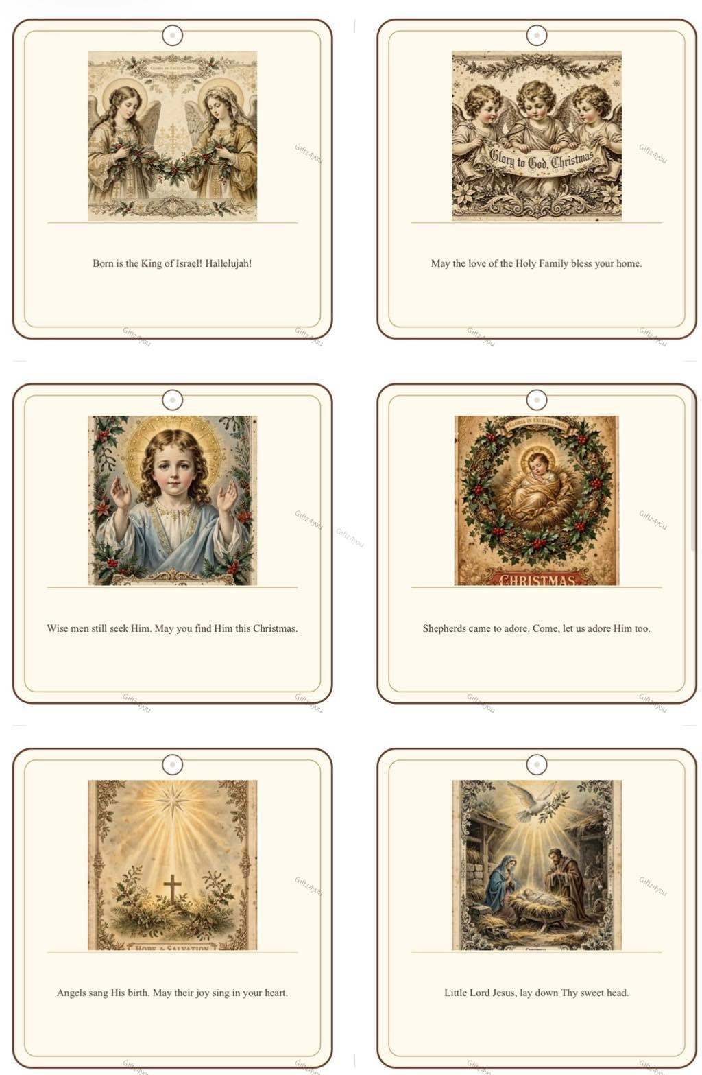 Vintage Christmas Religious Gift Tags - 42 Printable Nativity Tags - 300DPI - 7x7cm - A4 + US Letter
