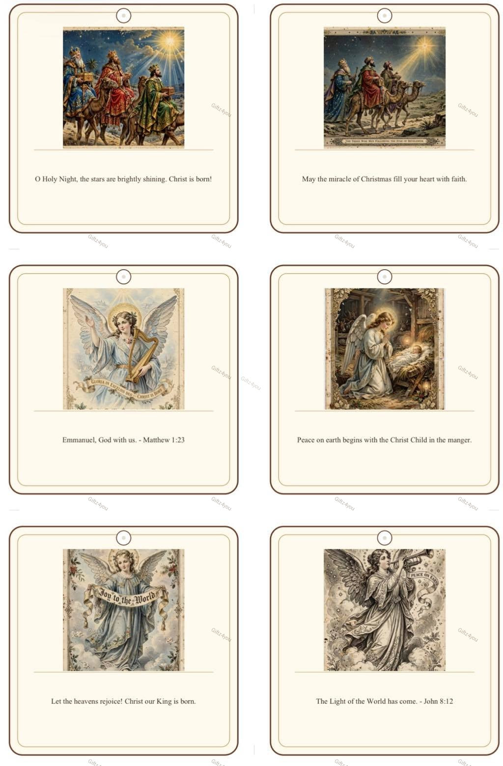Vintage Christmas Religious Gift Tags - 42 Printable Nativity Tags - 300DPI - 7x7cm - A4 + US Letter