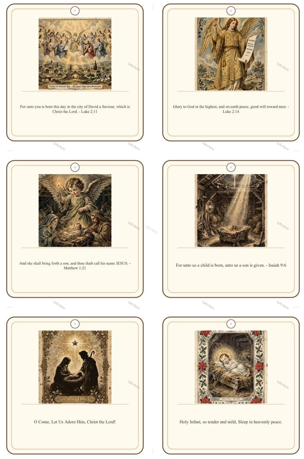 Vintage Christmas Religious Gift Tags - 42 Printable Nativity Tags - 300DPI - 7x7cm - A4 + US Letter