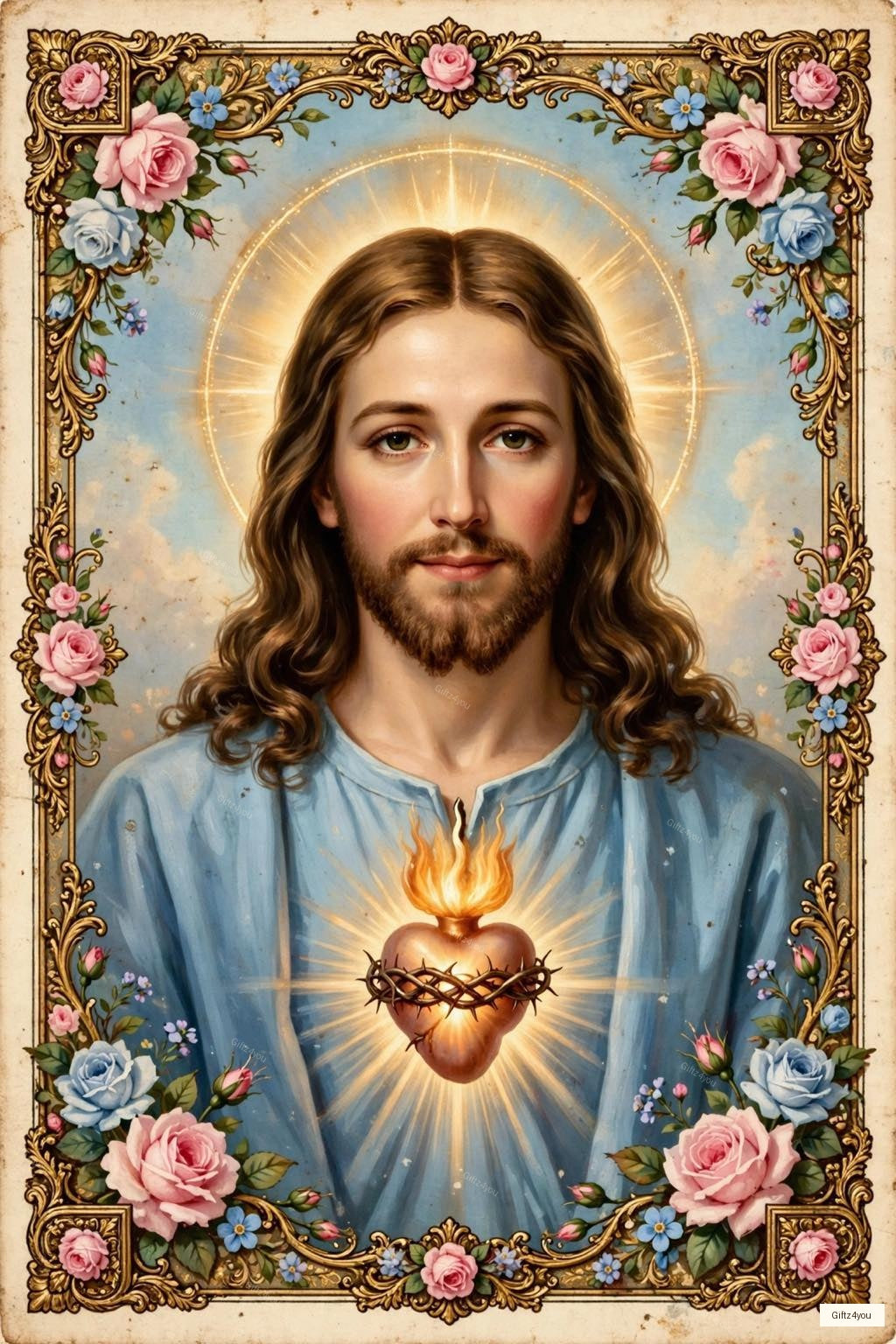 The Miracle Prayer Cards - Gold Sacred Heart Vintage 4x6 Pocket Cards - A4 + US Letter Mirrored Duplex PDF -300 DPI
