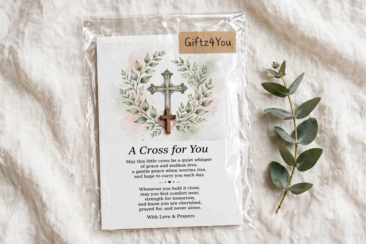 Christian Encouragement Prayer Card Printable 3×4.5 | A Cross for You | Botanical Cross | A4 + US Letter PDF