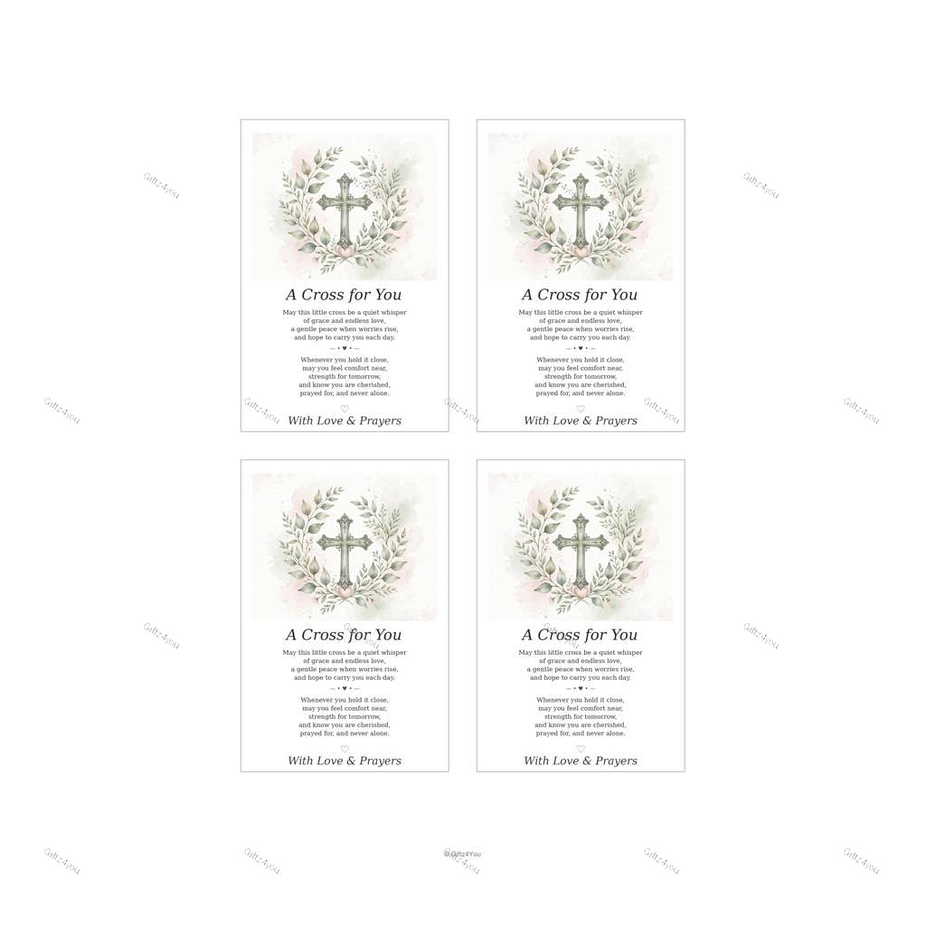 Christian Encouragement Prayer Card Printable 3×4.5 | A Cross for You | Botanical Cross | A4 + US Letter PDF