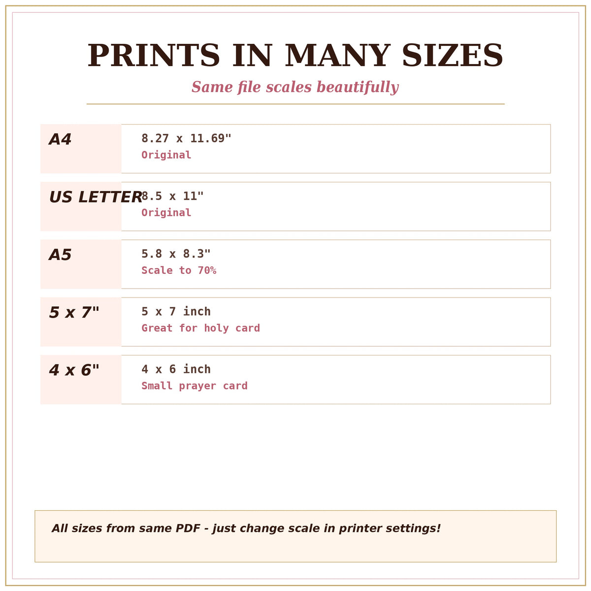Chaplet of St Therese Printable - The Little Flower 24 Glory Be - Catholic Holy Card - A4 + US Letter PDF - Multi-Size