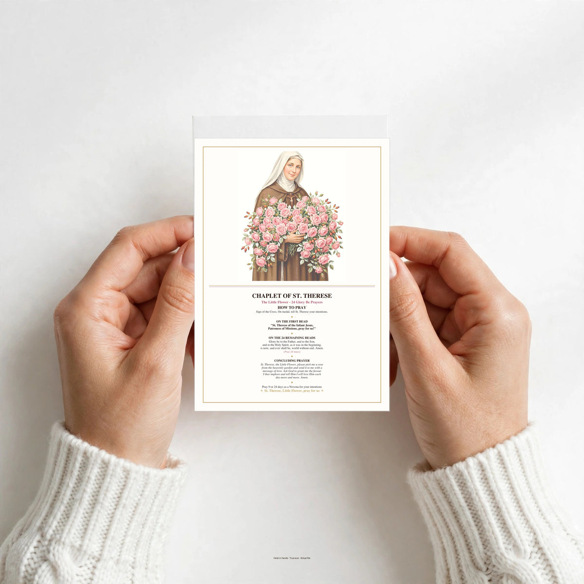 Chaplet of St Therese Printable - The Little Flower 24 Glory Be - Catholic Holy Card - A4 + US Letter PDF - Multi-Size
