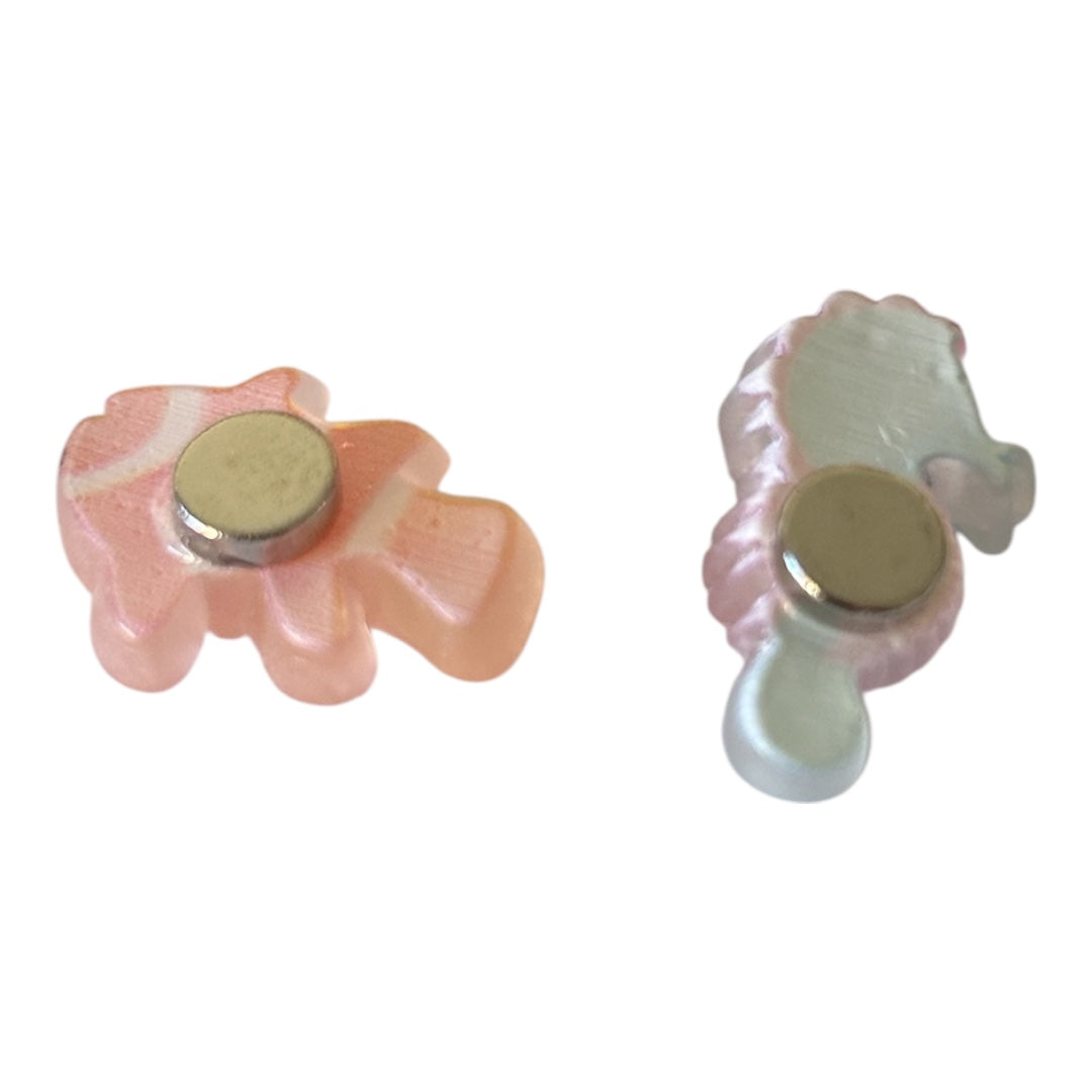 Sea Creature Magnets - 10 Tropical Cute 3D Resin Fish, Crab & Seahorse Fridge Decor