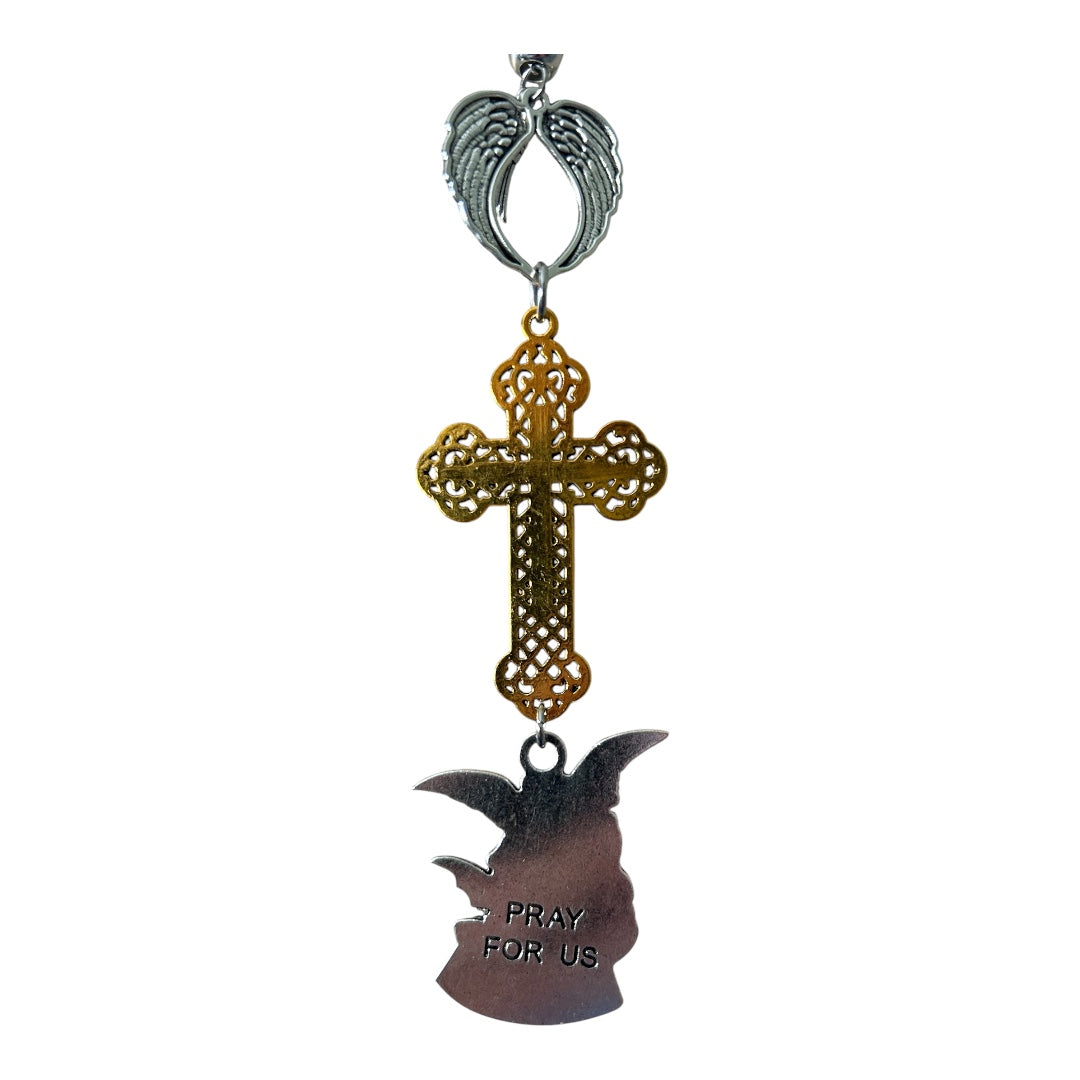 St Michael Archangel Car Charm Cross Angel Wings Catholic Hanging Decor Protection Gift