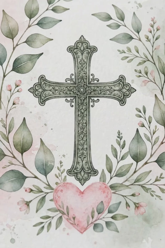 Christian Encouragement Prayer Card Printable 3×4.5 | A Cross for You | Botanical Cross | A4 + US Letter PDF